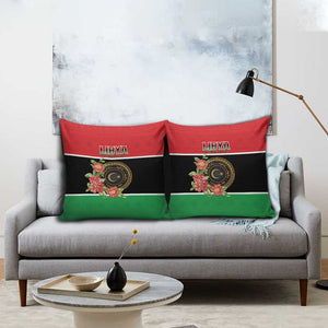 Libya Independence Day Pillow Cover Pomegranate Blossom With Libyan Seal