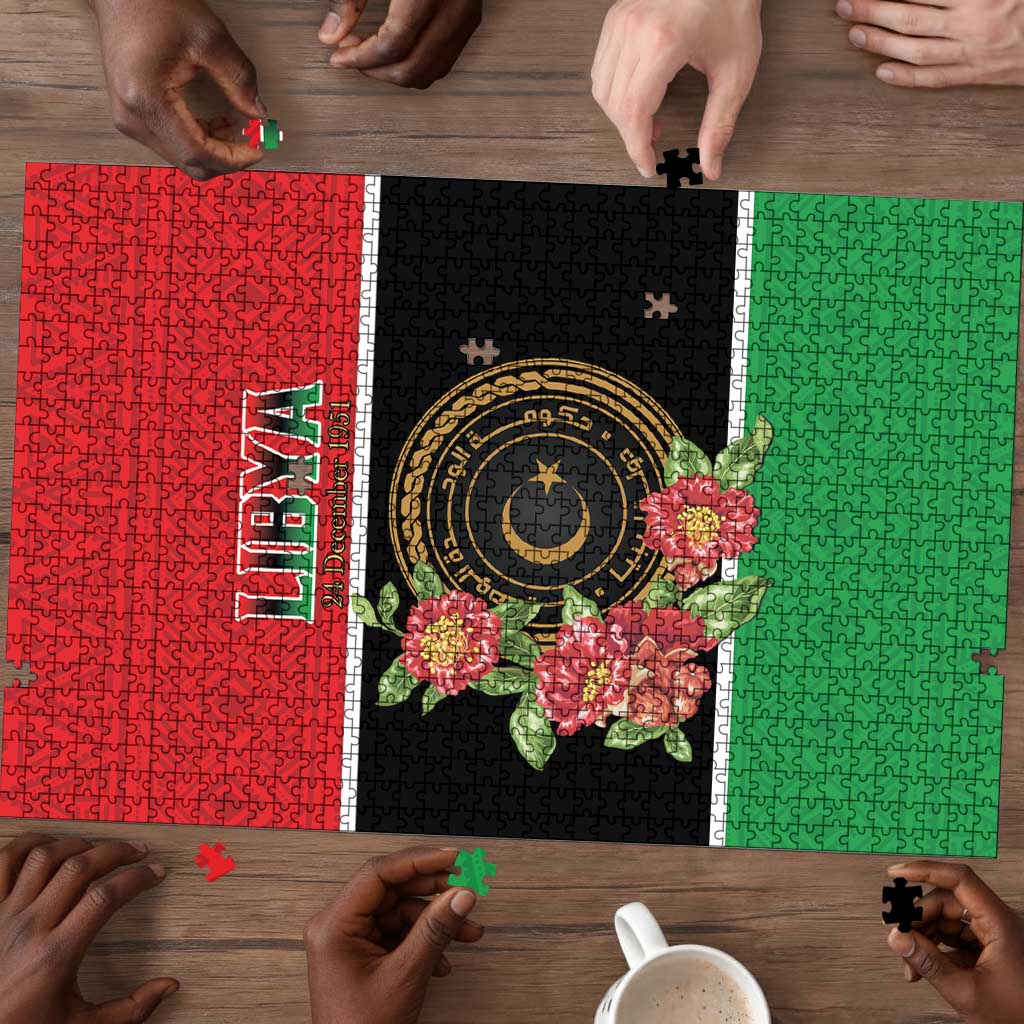 Libya Independence Day Puzzle Pomegranate Blossom With Libyan Seal
