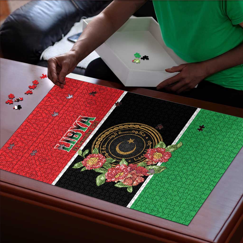 Libya Independence Day Puzzle Pomegranate Blossom With Libyan Seal