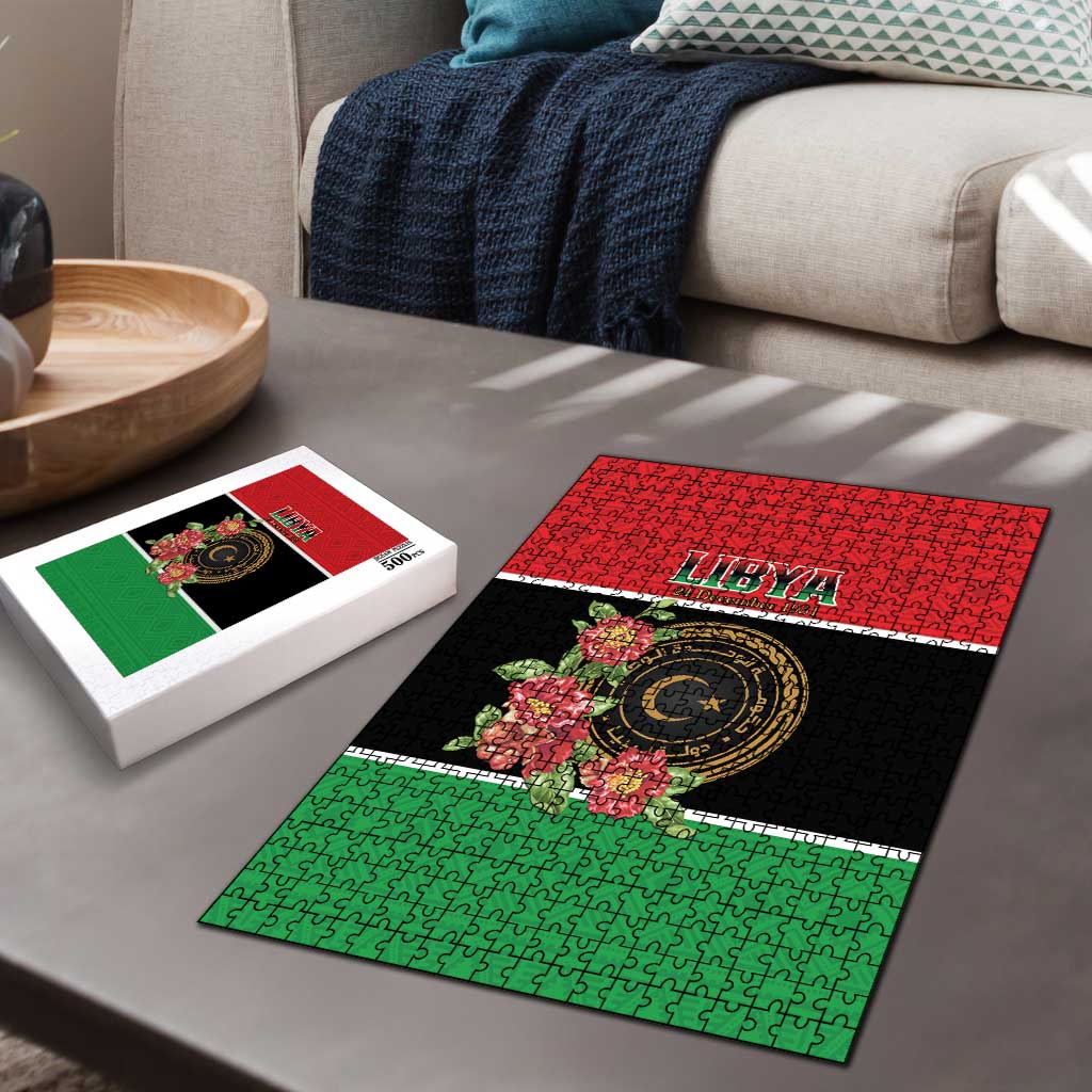 Libya Independence Day Puzzle Pomegranate Blossom With Libyan Seal