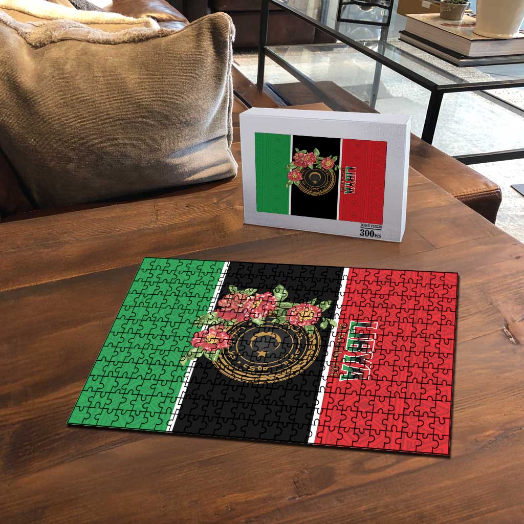 Libya Independence Day Puzzle Pomegranate Blossom With Libyan Seal
