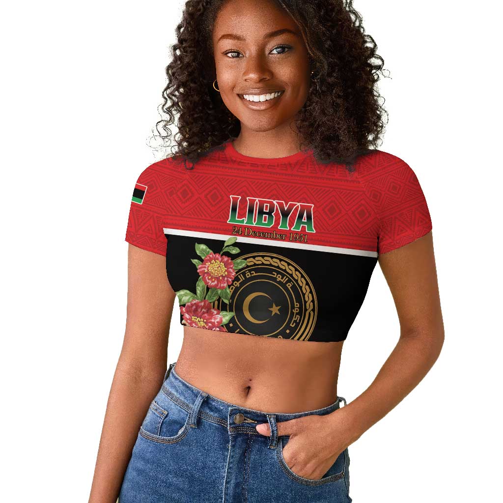 Personalized Happy Libya Raglan Cropped T shirt Independence Day - African Pride