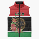 Personalized Libya Independence Day Sleeveless Puffer Jacket Pomegranate Blossom With Libyan Seal