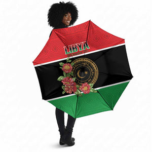 Libya Independence Day Umbrella Pomegranate Blossom With Libyan Seal
