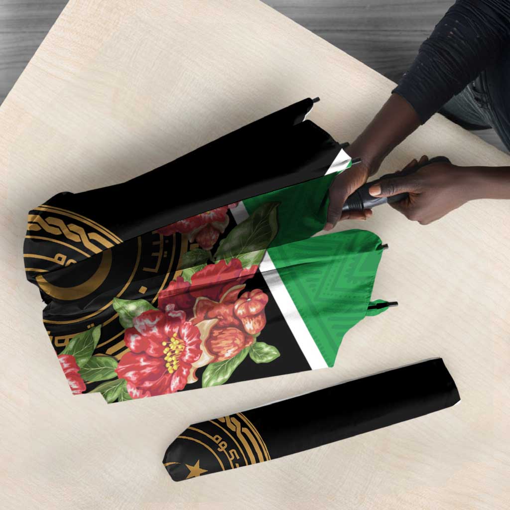 Libya Independence Day Umbrella Pomegranate Blossom With Libyan Seal
