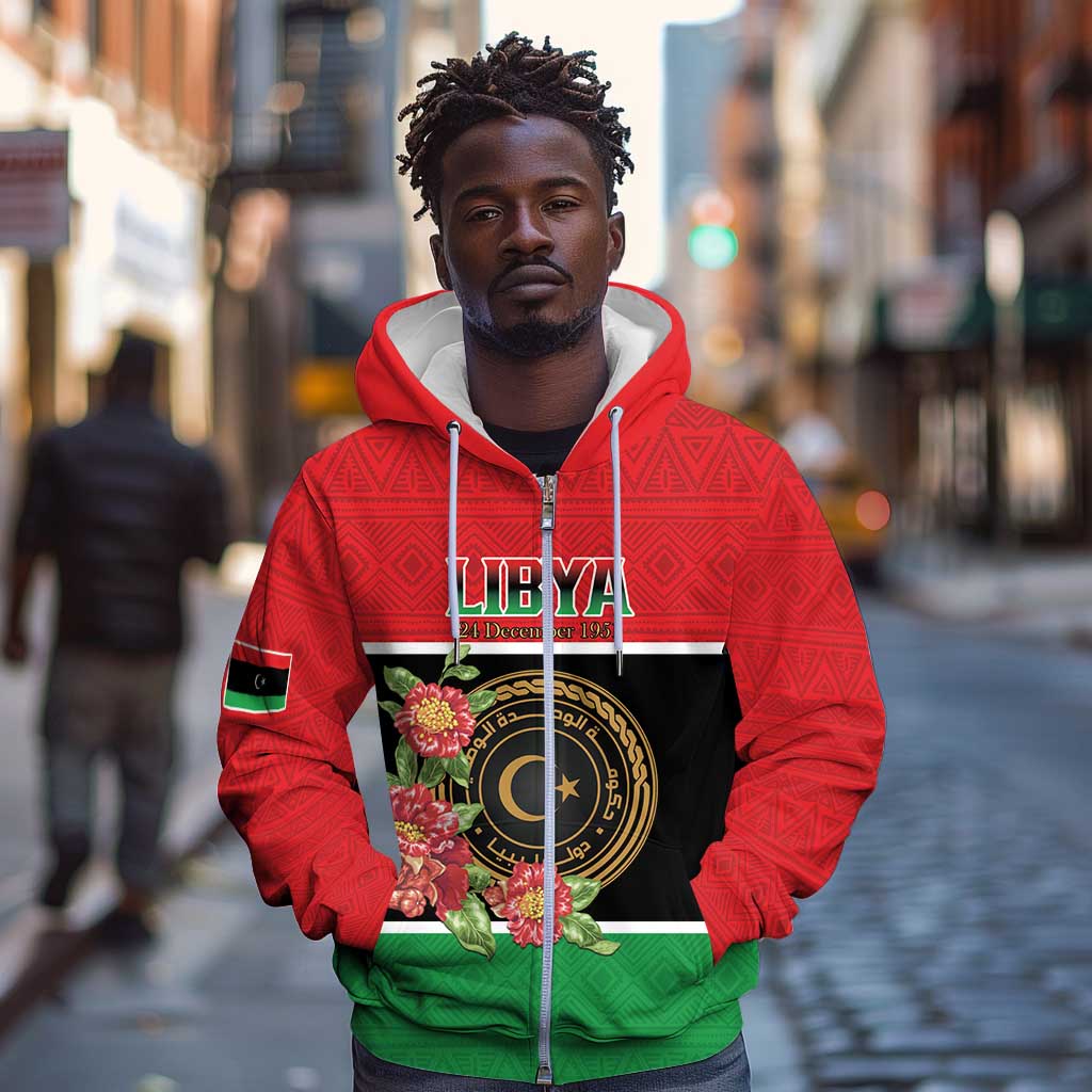 Personalized Happy Libya Zip Hoodie Independence Day - African Pride