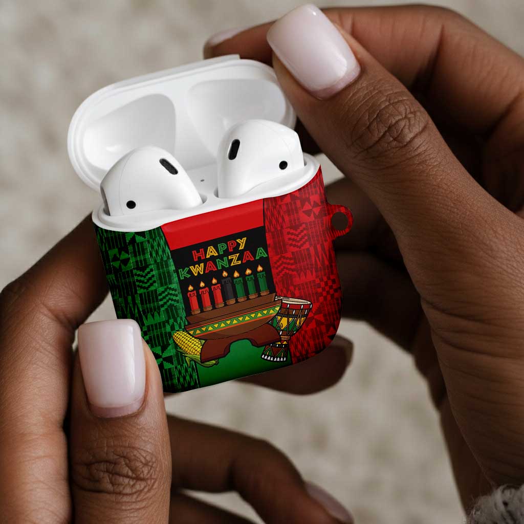 Happy Kwanzaa AirPods Case Kinara With Kente Pattern