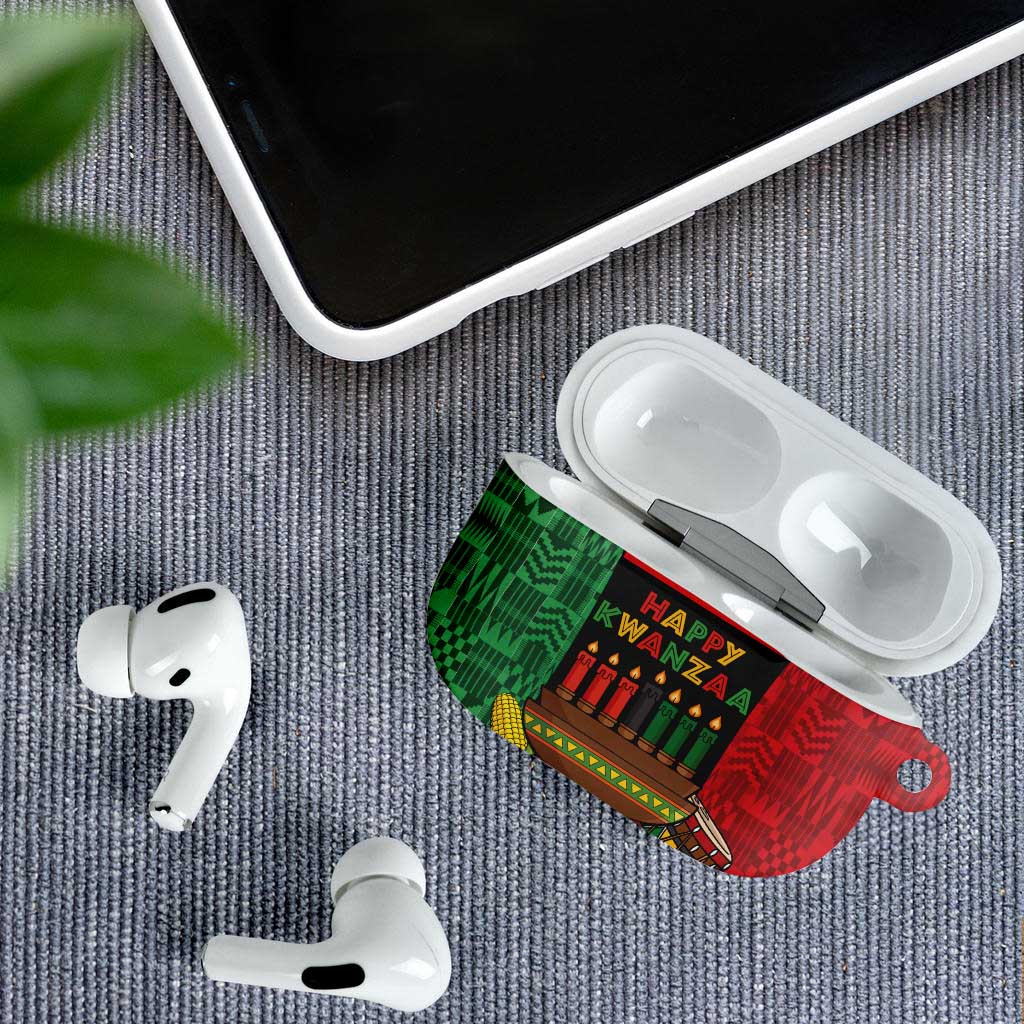 Happy Kwanzaa AirPods Case Kinara With Kente Pattern