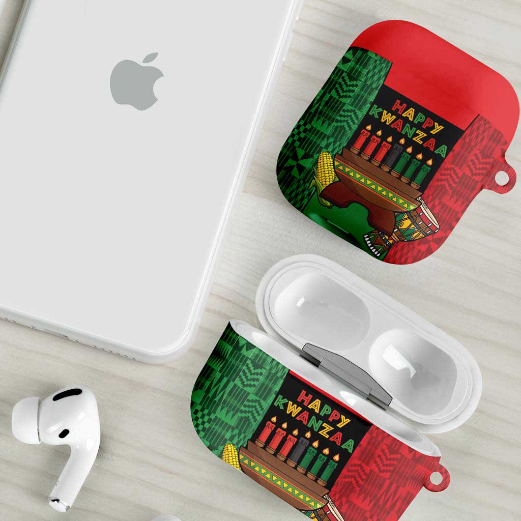 Happy Kwanzaa AirPods Case Kinara With Kente Pattern