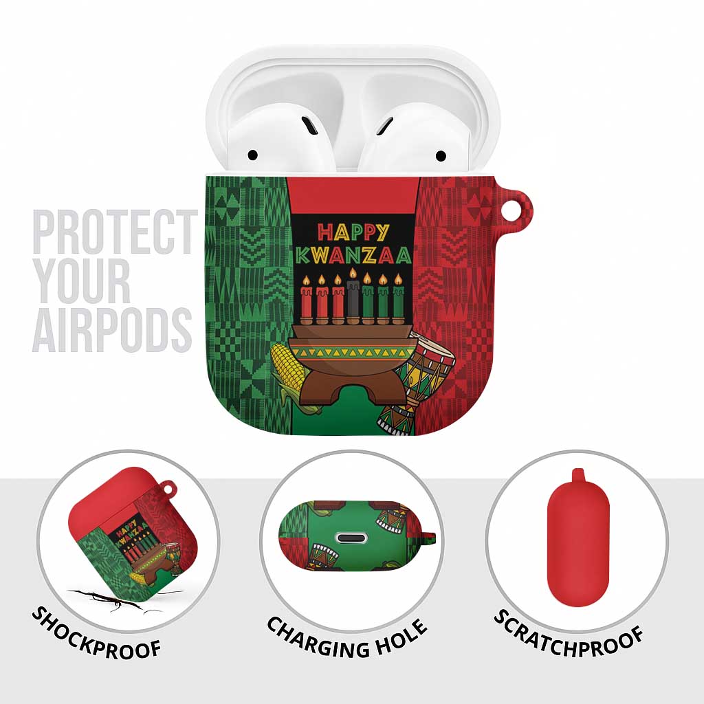 Happy Kwanzaa AirPods Case Kinara With Kente Pattern