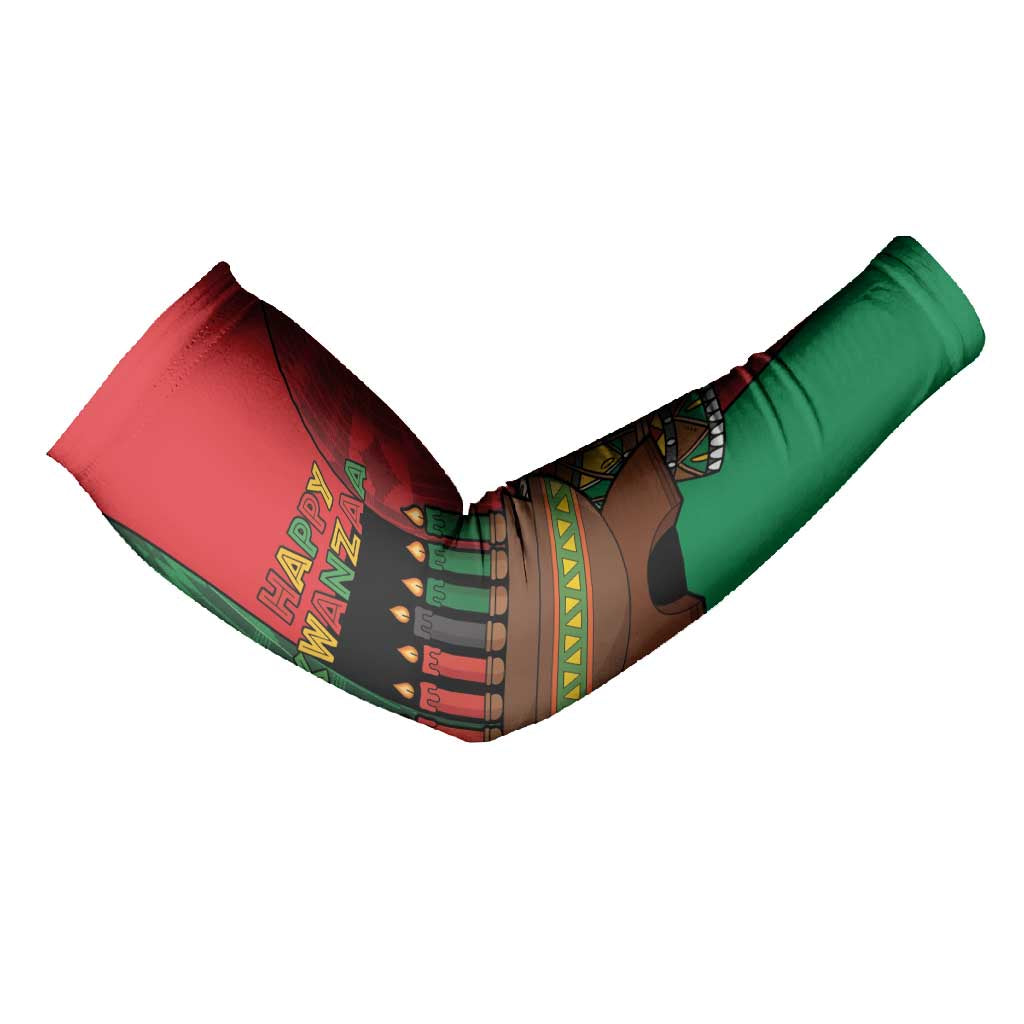 Personalized Happy Kwanzaa Arm Sleeves Kinara With Kente Pattern