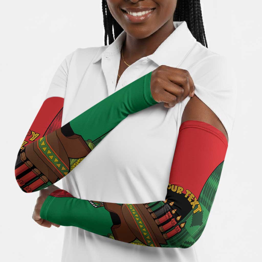 Personalized Happy Kwanzaa Arm Sleeves Kinara With Kente Pattern