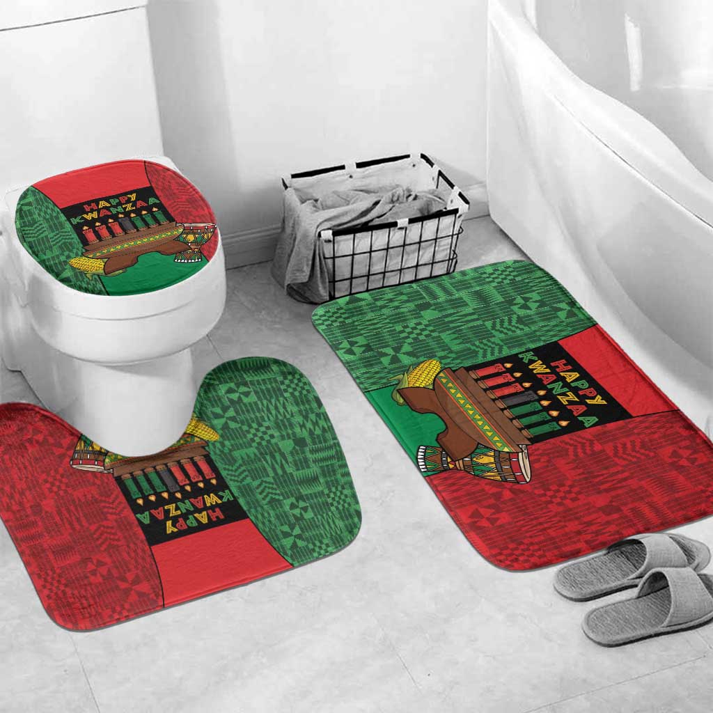 Happy Kwanzaa Bathroom Set Kinara With Kente Pattern