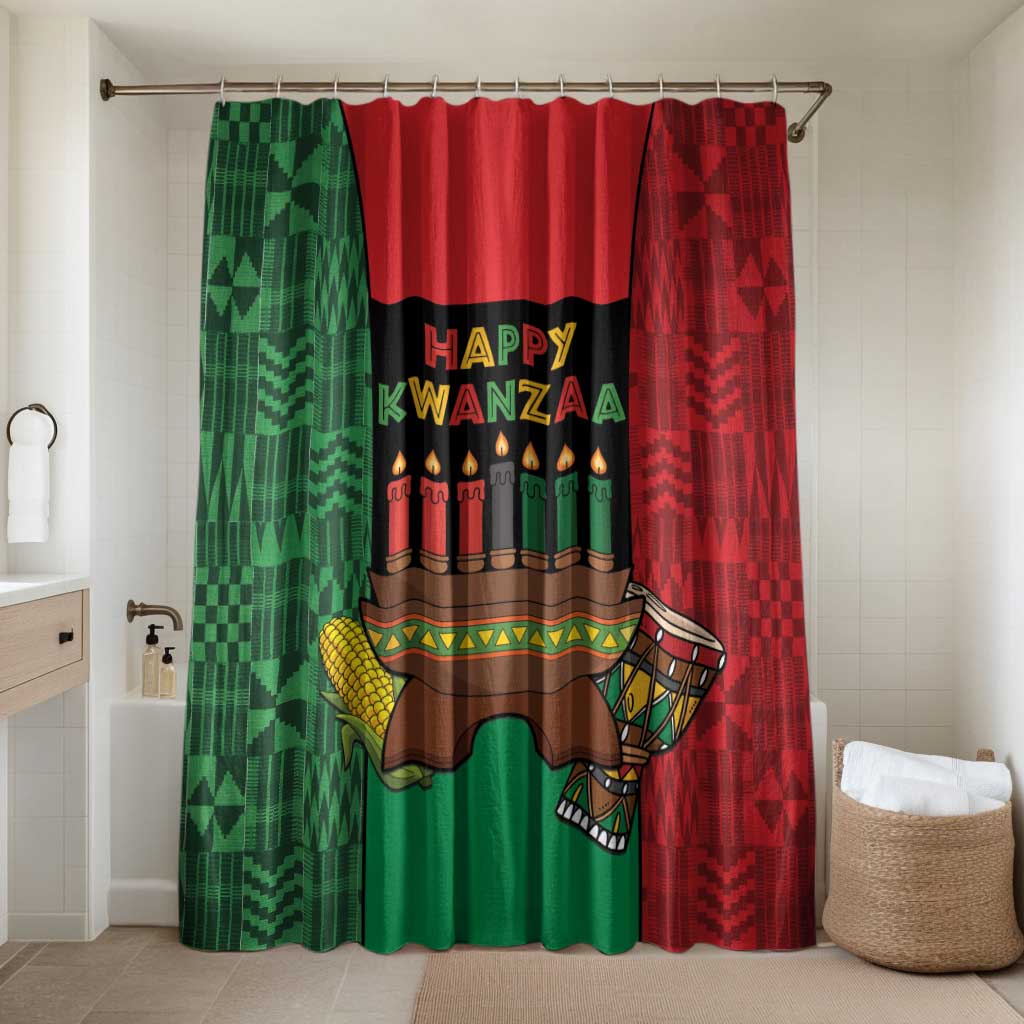 Happy Kwanzaa Bathroom Set Kinara With Kente Pattern