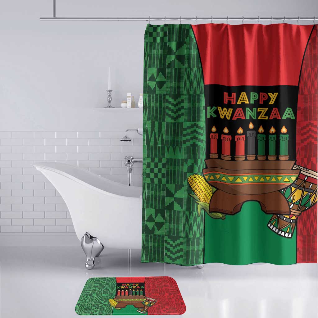 Happy Kwanzaa Bathroom Set Kinara With Kente Pattern