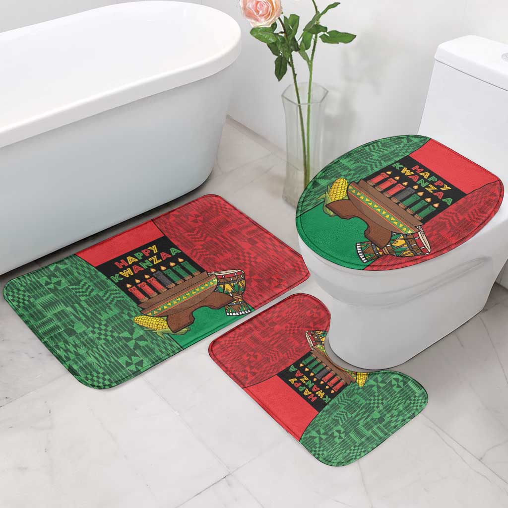 Happy Kwanzaa Bathroom Set Kinara With Kente Pattern