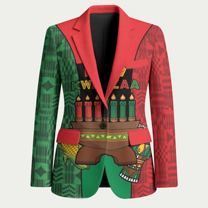 Personalized Happy Kwanzaa Blazer Kinara With Kente Pattern