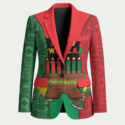 Personalized Happy Kwanzaa Blazer Kinara With Kente Pattern