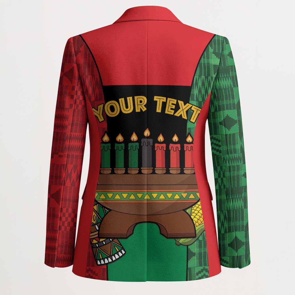 Personalized Happy Kwanzaa Blazer Kinara With Kente Pattern