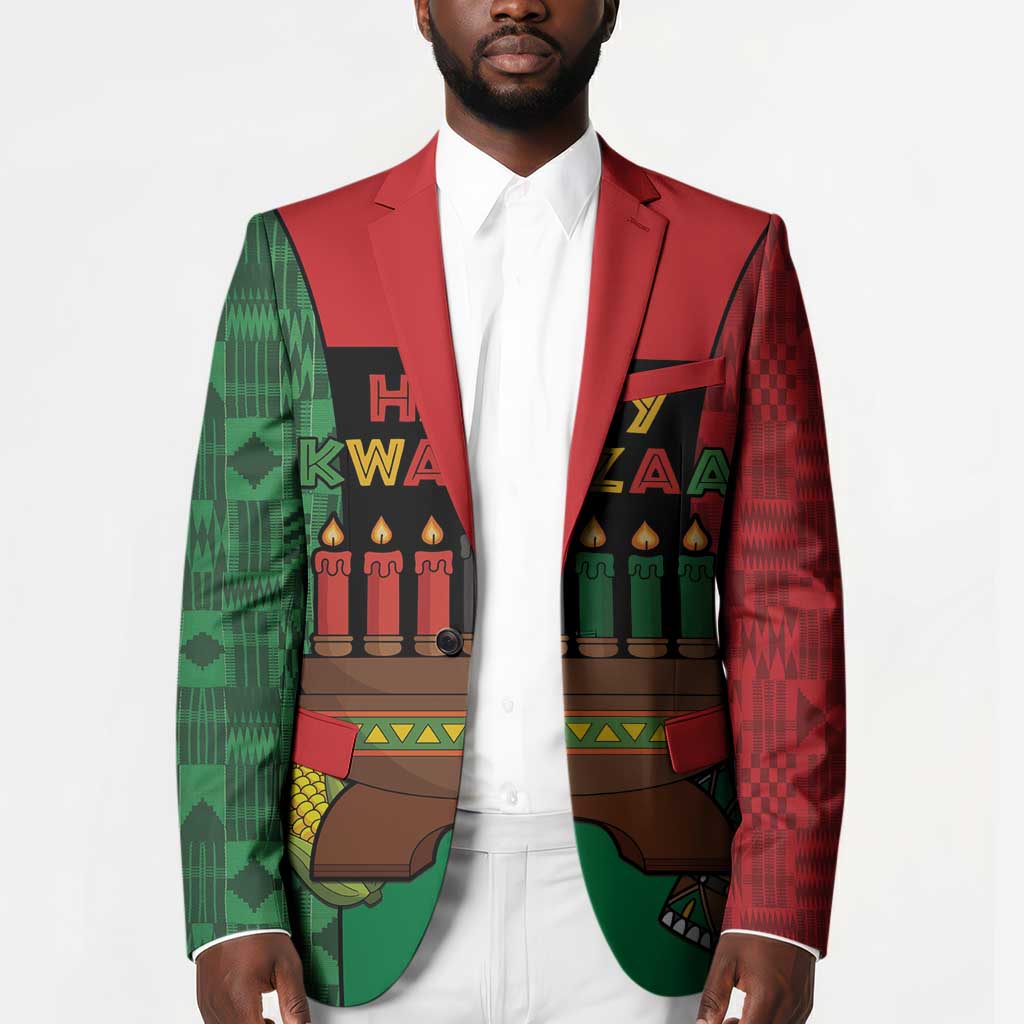 Personalized Happy Kwanzaa Blazer Kinara With Kente Pattern