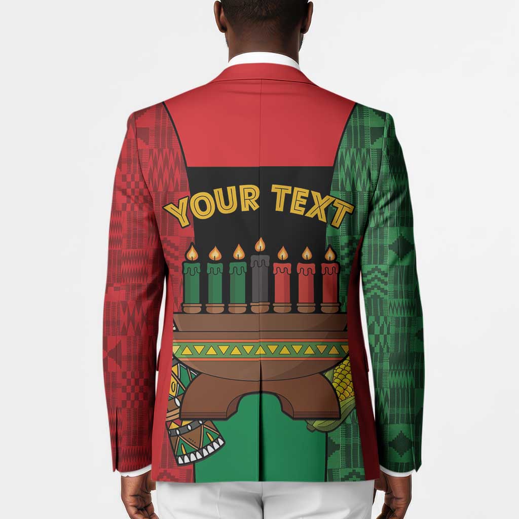Personalized Happy Kwanzaa Blazer Kinara With Kente Pattern