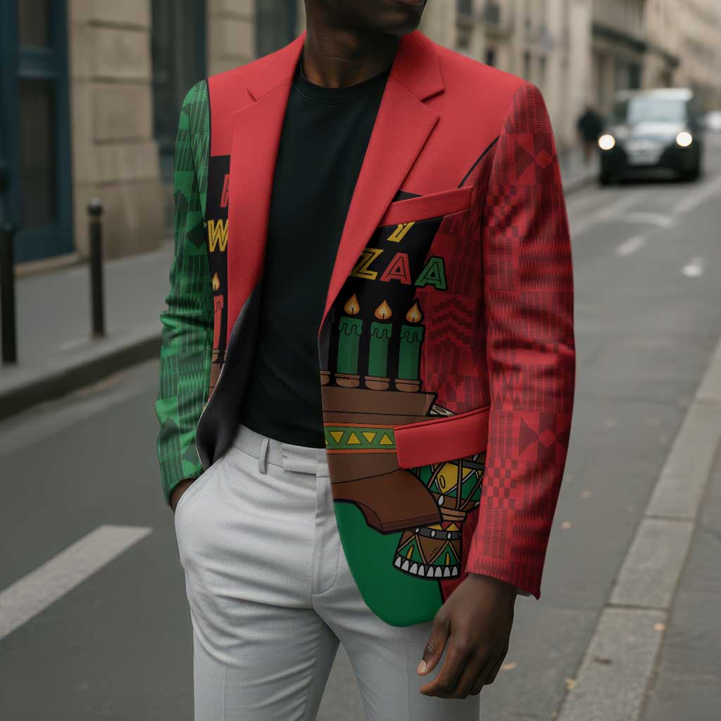 Personalized Happy Kwanzaa Blazer Kinara With Kente Pattern
