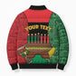 Personalized Happy Kwanzaa Bomber Puffer Jacket Kinara With Kente Pattern
