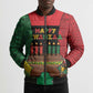 Personalized Happy Kwanzaa Bomber Puffer Jacket Kinara With Kente Pattern