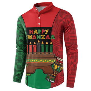 Personalized Happy Kwanzaa Button Sweatshirt Kinara With Kente Pattern