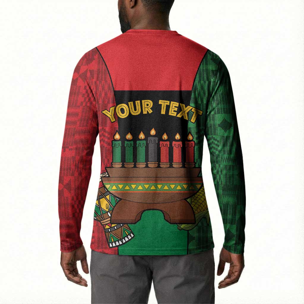 Personalized Happy Kwanzaa Button Sweatshirt Kinara With Kente Pattern
