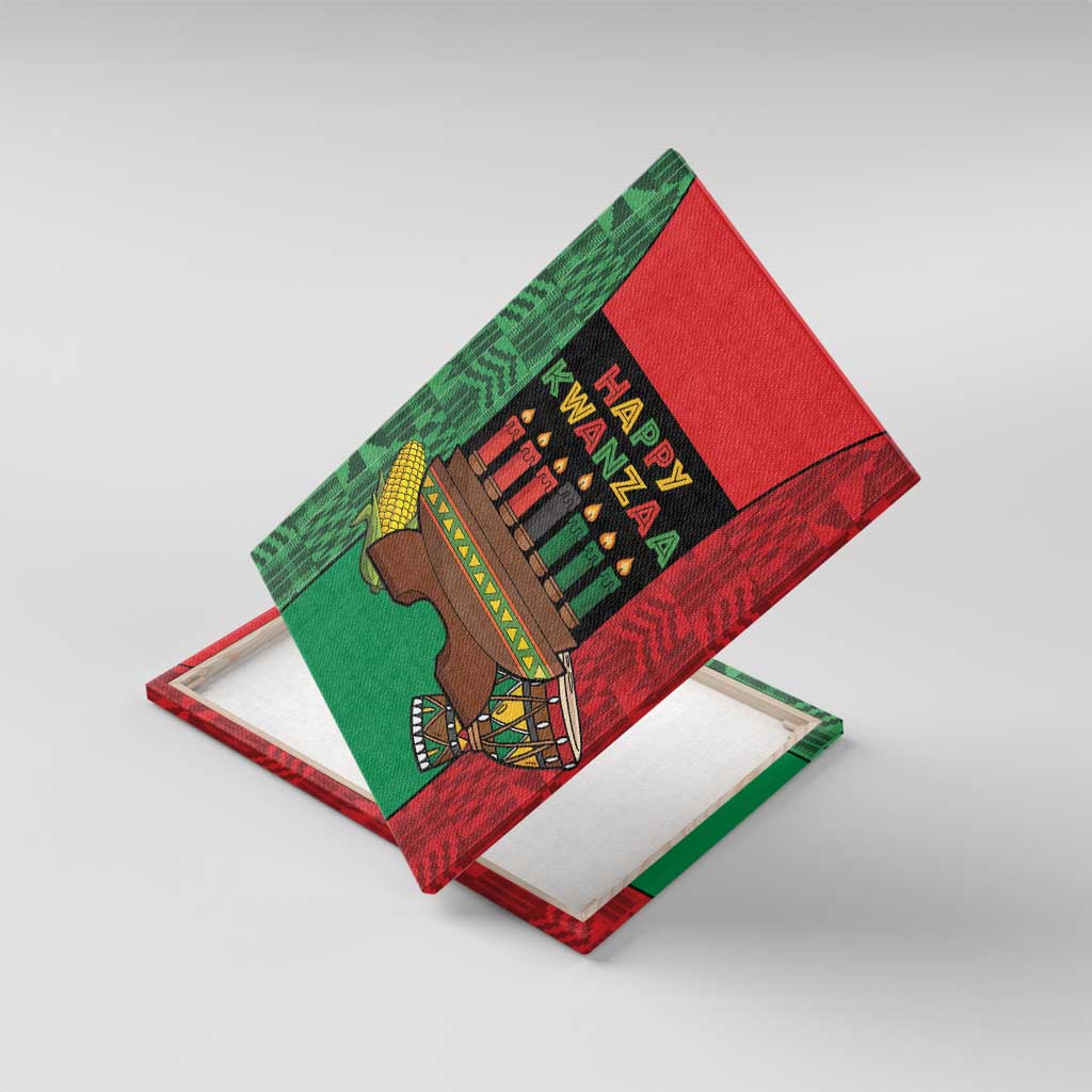 Happy Kwanzaa Holidays Canvas Wall Art Kente Pattern - African Pride