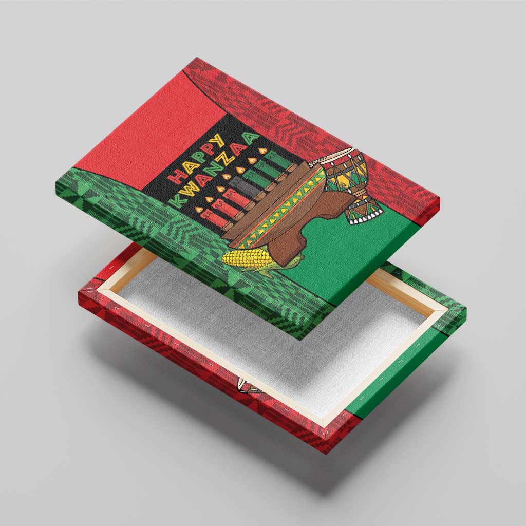 Happy Kwanzaa Holidays Canvas Wall Art Kente Pattern - African Pride