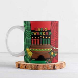 Personalized Happy Kwanzaa Ceramic Mug Kinara With Kente Pattern