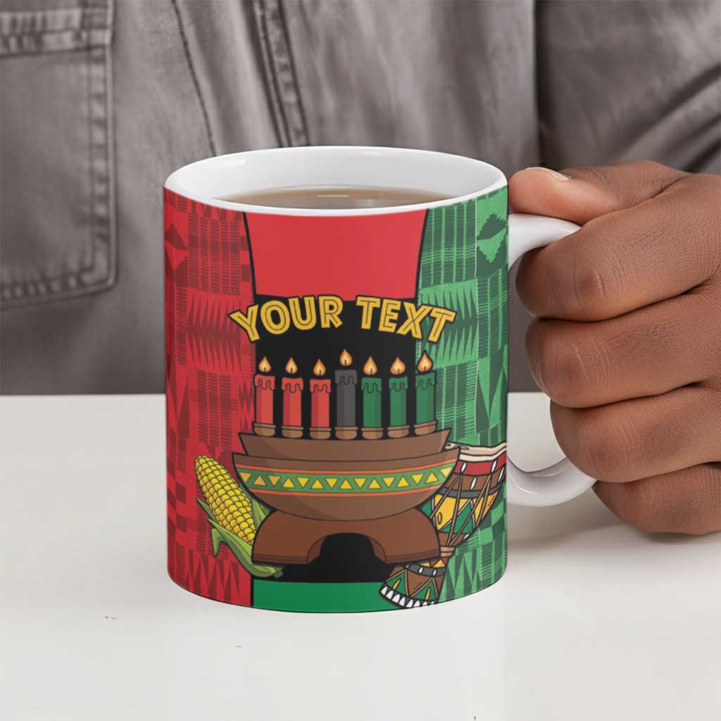 Personalized Happy Kwanzaa Ceramic Mug Kinara With Kente Pattern