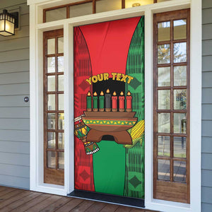 Personalized Happy Kwanzaa Door Cover Kinara With Kente Pattern