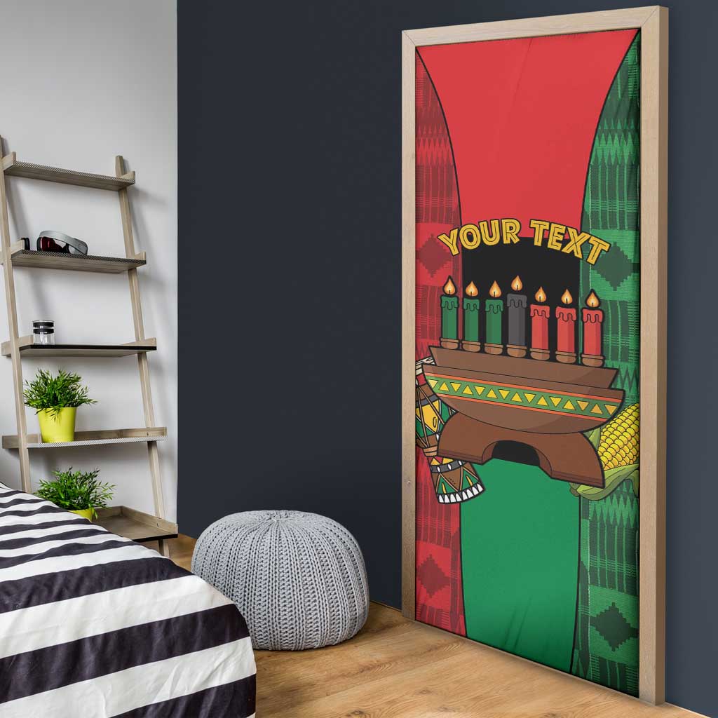 Personalized Happy Kwanzaa Door Cover Kinara With Kente Pattern