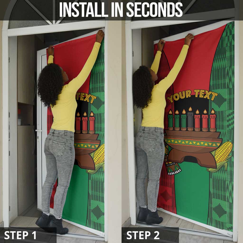 Personalized Happy Kwanzaa Door Cover Kinara With Kente Pattern