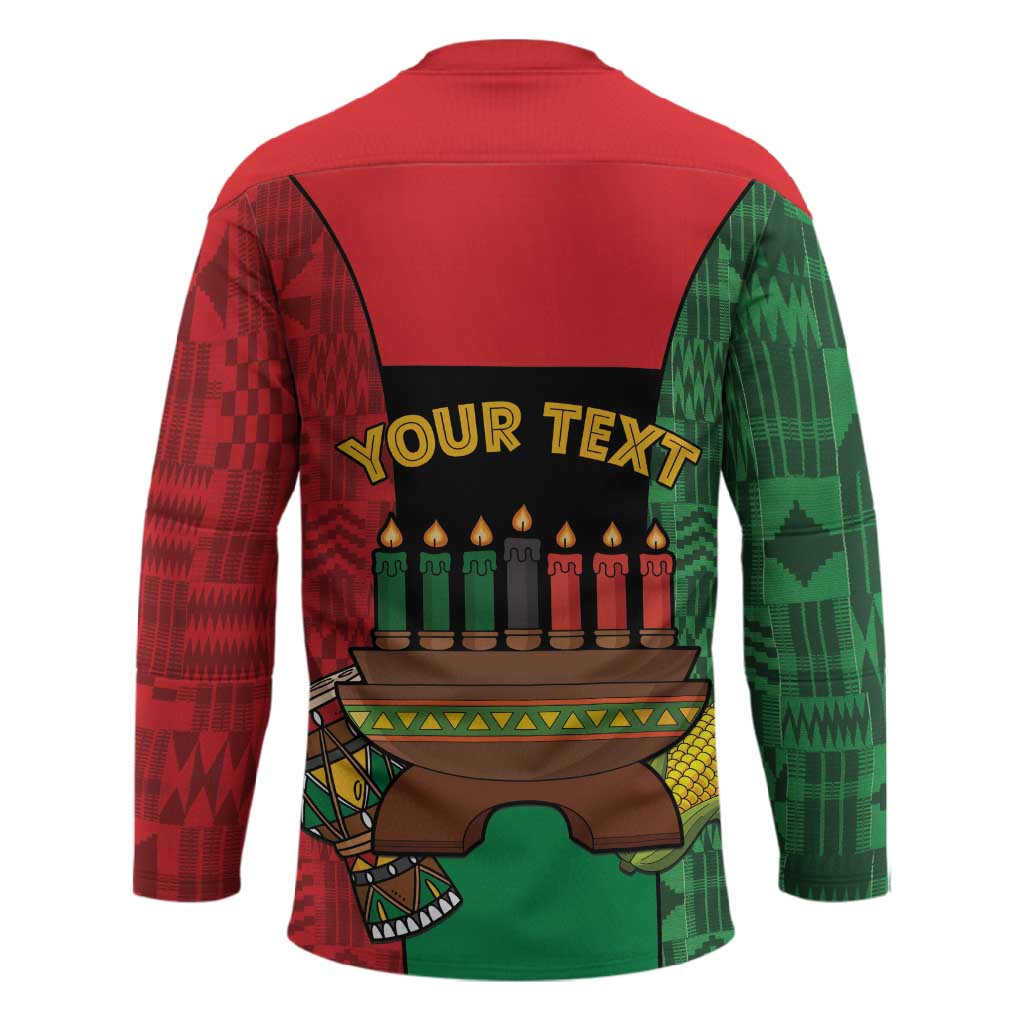 Personalized Happy Kwanzaa Hockey Jersey Kinara With Kente Pattern