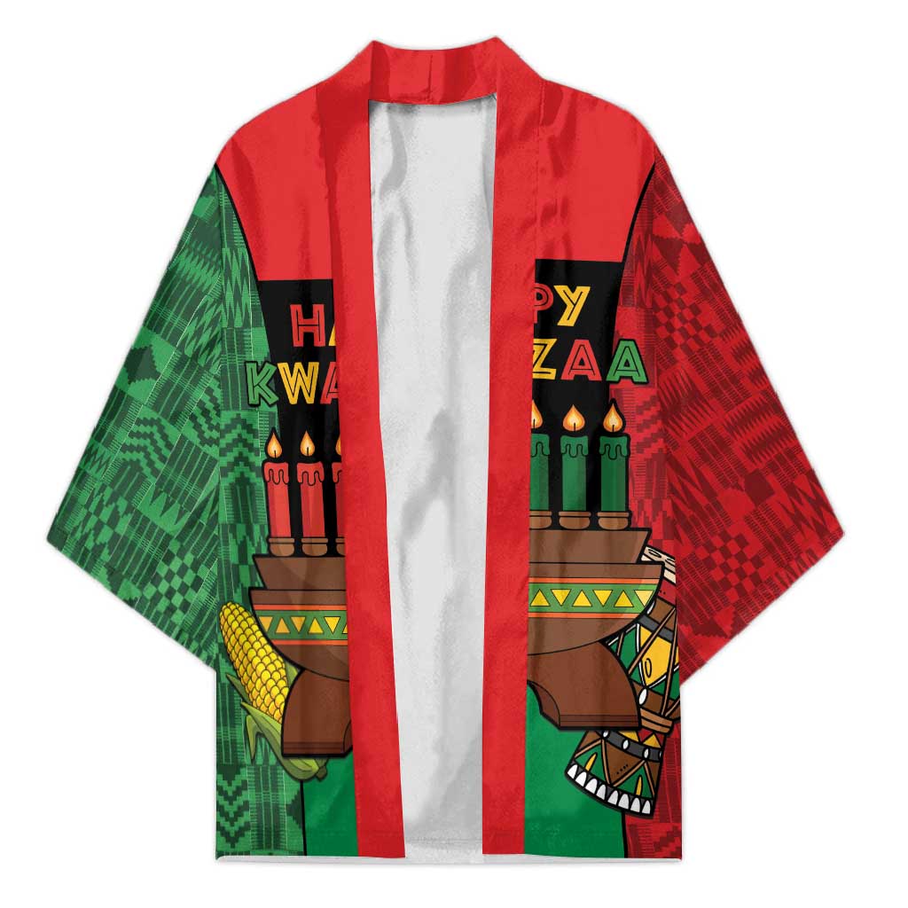 Personalized Happy Kwanzaa Kimono Kinara With Kente Pattern