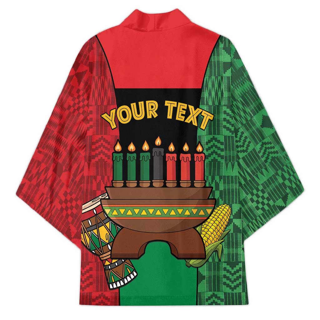 Personalized Happy Kwanzaa Kimono Kinara With Kente Pattern