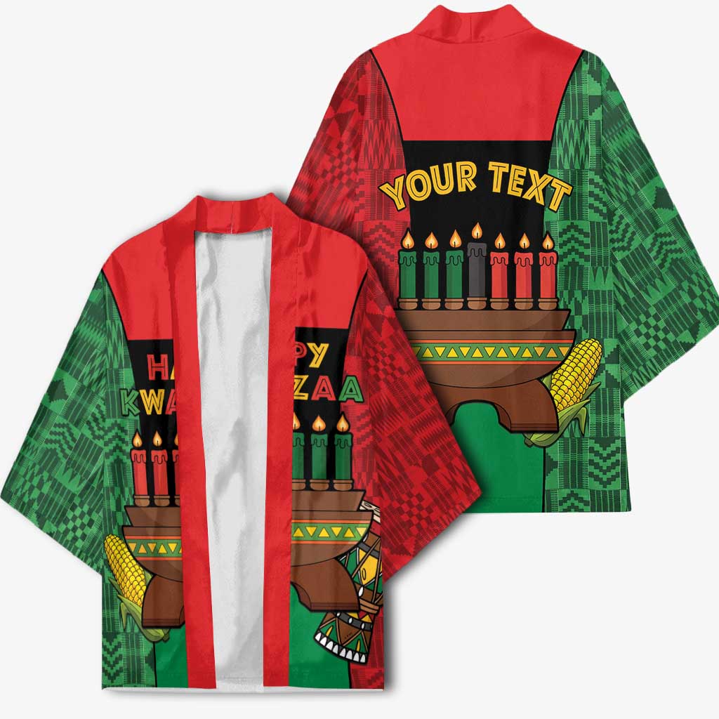 Personalized Happy Kwanzaa Kimono Kinara With Kente Pattern