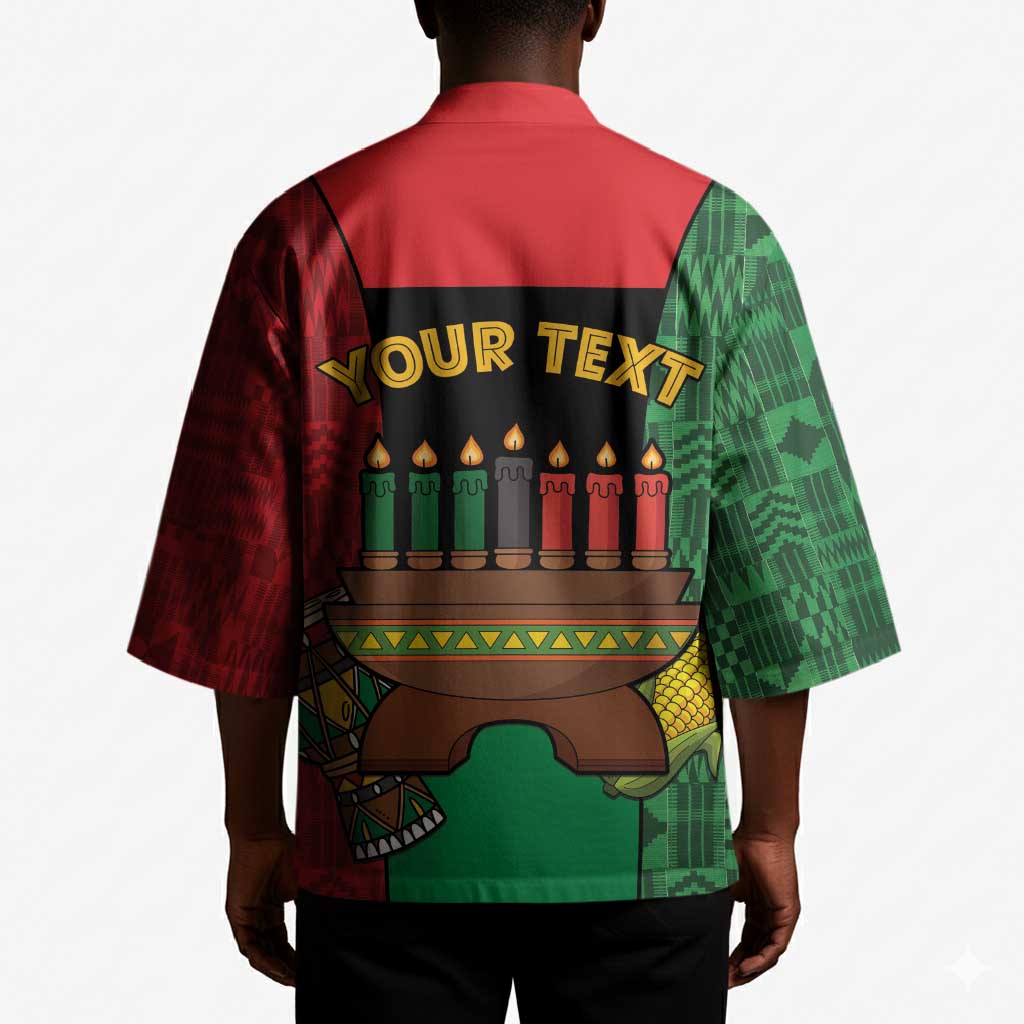 Personalized Happy Kwanzaa Kimono Kinara With Kente Pattern