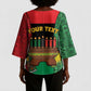 Personalized Happy Kwanzaa Kimono Sleeve Blouse Kinara With Kente Pattern