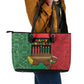 Happy Kwanzaa Holidays Leather Tote Bag Kente Pattern - African Pride