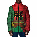 Personalized Happy Kwanzaa Padded Jacket Kinara With Kente Pattern