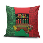 Happy Kwanzaa Pillow Cover Kinara With Kente Pattern