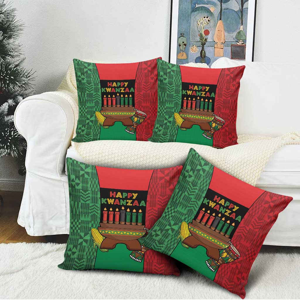 Happy Kwanzaa Pillow Cover Kinara With Kente Pattern