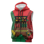 Personalized Happy Kwanzaa Holidays Sleeveless Zip Hoodie Kente Pattern - African Pride