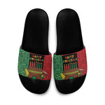 Happy Kwanzaa Slide Sandals Kinara With Kente Pattern