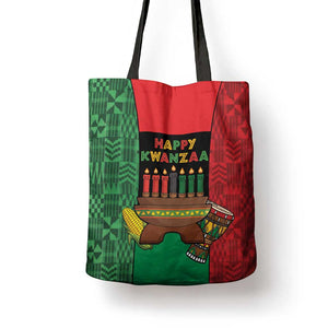 Happy Kwanzaa Tote Bag Kinara With Kente Pattern